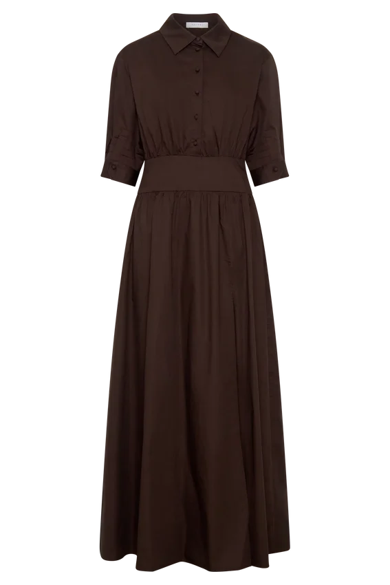 Isolde Long Sleeve Cotton Maxi Dress – Dark Chocolate Isolde Long Sleeve Cotton Maxi Dress – Dark Chocolate