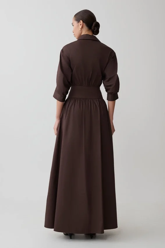 Isolde Long Sleeve Cotton Maxi Dress – Dark Chocolate Isolde Long Sleeve Cotton Maxi Dress – Dark Chocolate