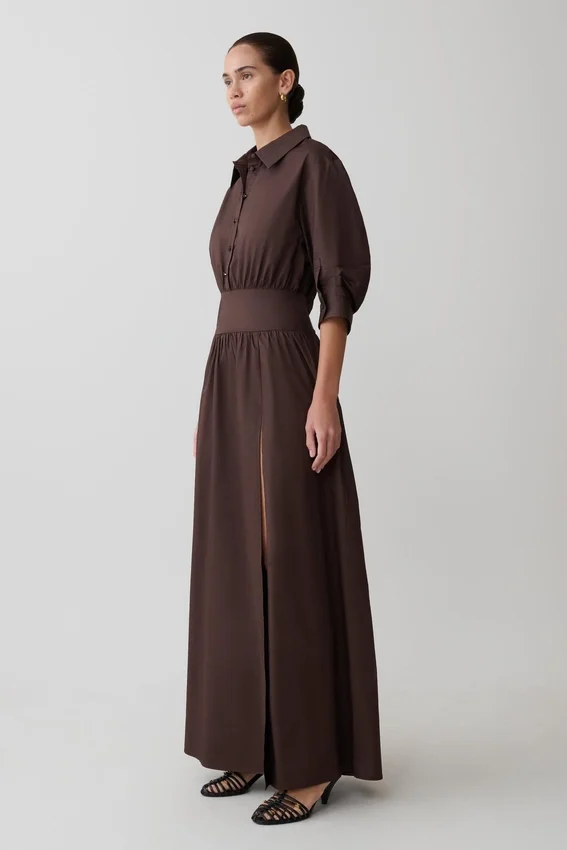 Isolde Long Sleeve Cotton Maxi Dress – Dark Chocolate Isolde Long Sleeve Cotton Maxi Dress – Dark Chocolate