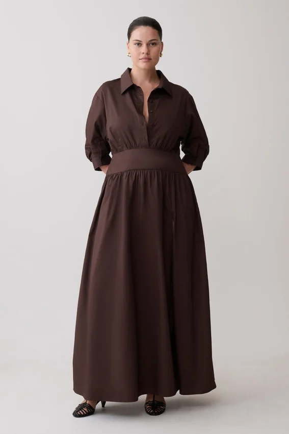 Isolde Long Sleeve Cotton Maxi Dress – Dark Chocolate Isolde Long Sleeve Cotton Maxi Dress – Dark Chocolate