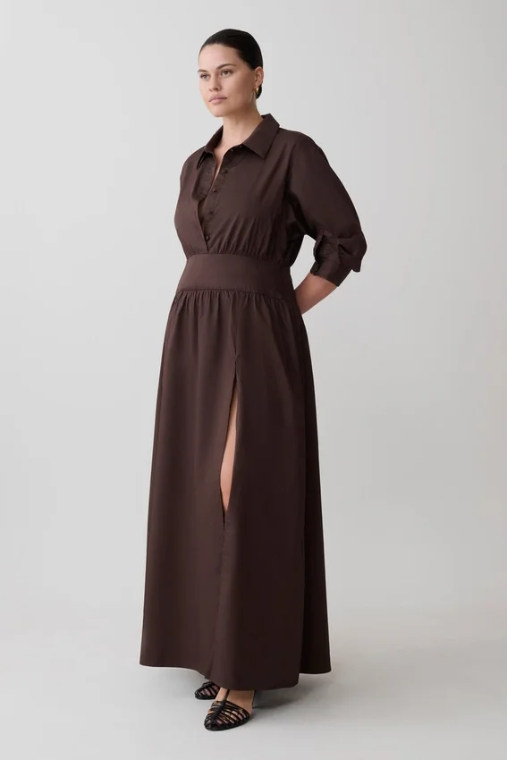 Isolde Long Sleeve Cotton Maxi Dress – Dark Chocolate Isolde Long Sleeve Cotton Maxi Dress – Dark Chocolate