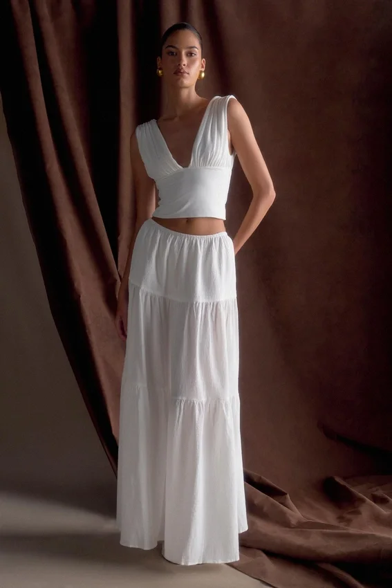 Jacinda Cotton Maxi Skirt – White Jacinda Cotton Maxi Skirt – White