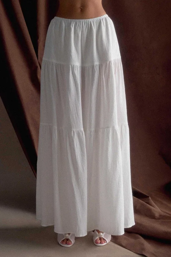 Jacinda Cotton Maxi Skirt – White Jacinda Cotton Maxi Skirt – White