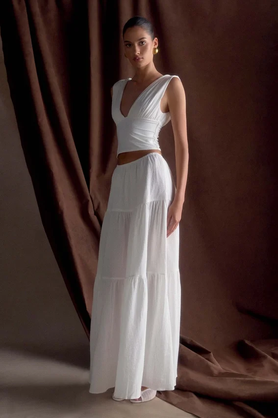 Jacinda Cotton Maxi Skirt – White Jacinda Cotton Maxi Skirt – White