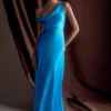 Jacinta One Shoulder Maxi Dress – Cyan Blue Jacinta One Shoulder Maxi Dress – Cyan Blue