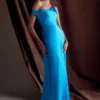 Jacinta One Shoulder Maxi Dress – Cyan Blue Jacinta One Shoulder Maxi Dress – Cyan Blue
