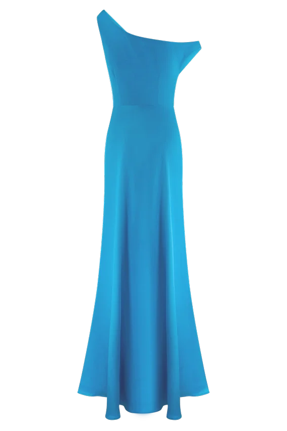 Jacinta One Shoulder Maxi Dress – Cyan Blue Jacinta One Shoulder Maxi Dress – Cyan Blue