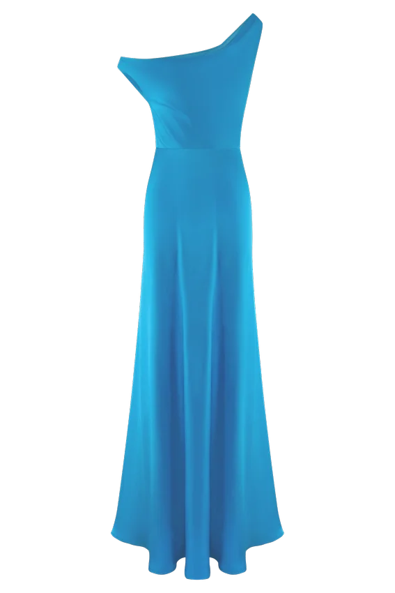Jacinta One Shoulder Maxi Dress – Cyan Blue Jacinta One Shoulder Maxi Dress – Cyan Blue