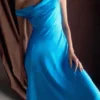 Jacinta One Shoulder Maxi Dress – Cyan Blue Jacinta One Shoulder Maxi Dress – Cyan Blue
