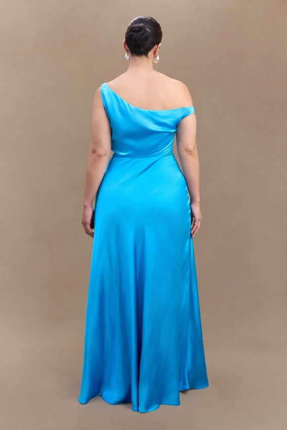 Jacinta One Shoulder Maxi Dress – Cyan Blue Jacinta One Shoulder Maxi Dress – Cyan Blue