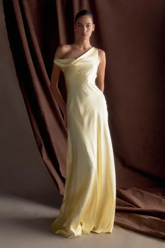 Jacinta One Shoulder Maxi Dress – Pastel Lemon Jacinta One Shoulder Maxi Dress – Pastel Lemon