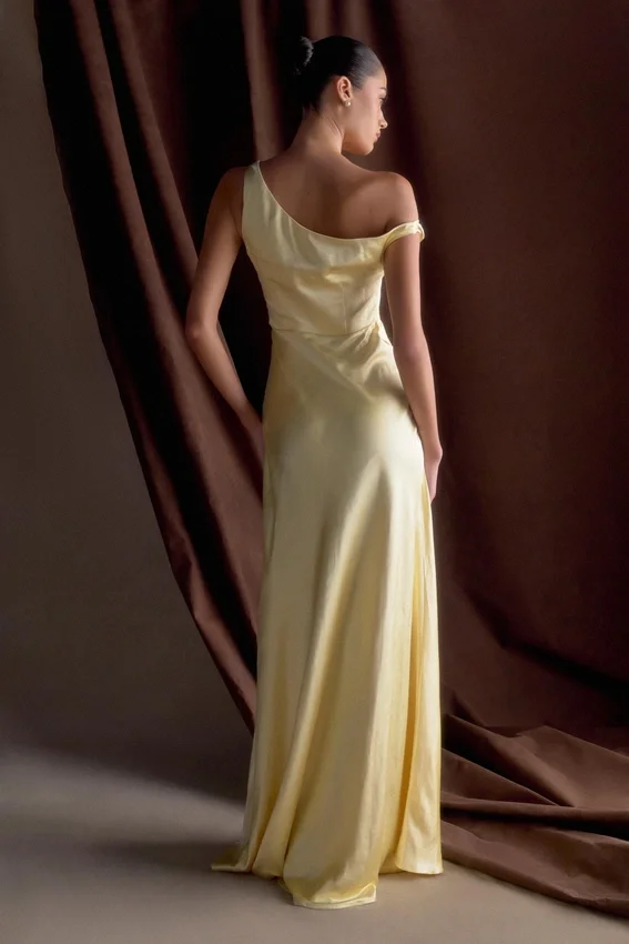 Jacinta One Shoulder Maxi Dress – Pastel Lemon Jacinta One Shoulder Maxi Dress – Pastel Lemon