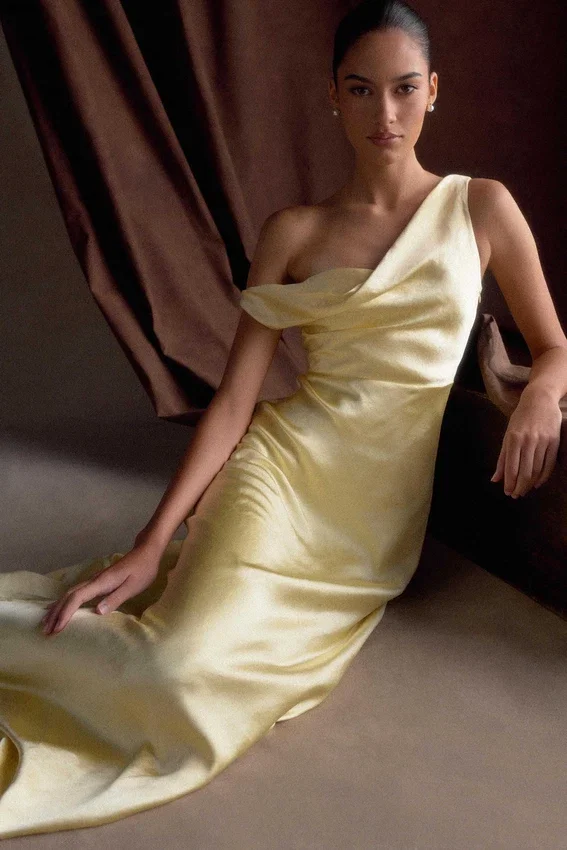 Jacinta One Shoulder Maxi Dress – Pastel Lemon Jacinta One Shoulder Maxi Dress – Pastel Lemon