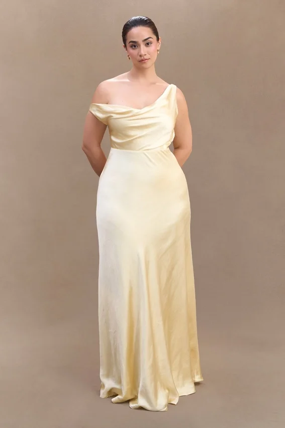 Jacinta One Shoulder Maxi Dress – Pastel Lemon Jacinta One Shoulder Maxi Dress – Pastel Lemon