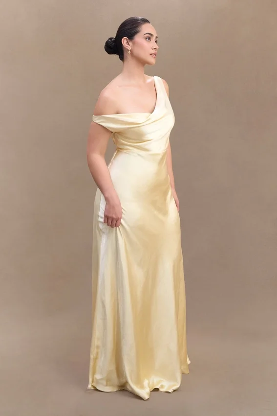 Jacinta One Shoulder Maxi Dress – Pastel Lemon Jacinta One Shoulder Maxi Dress – Pastel Lemon