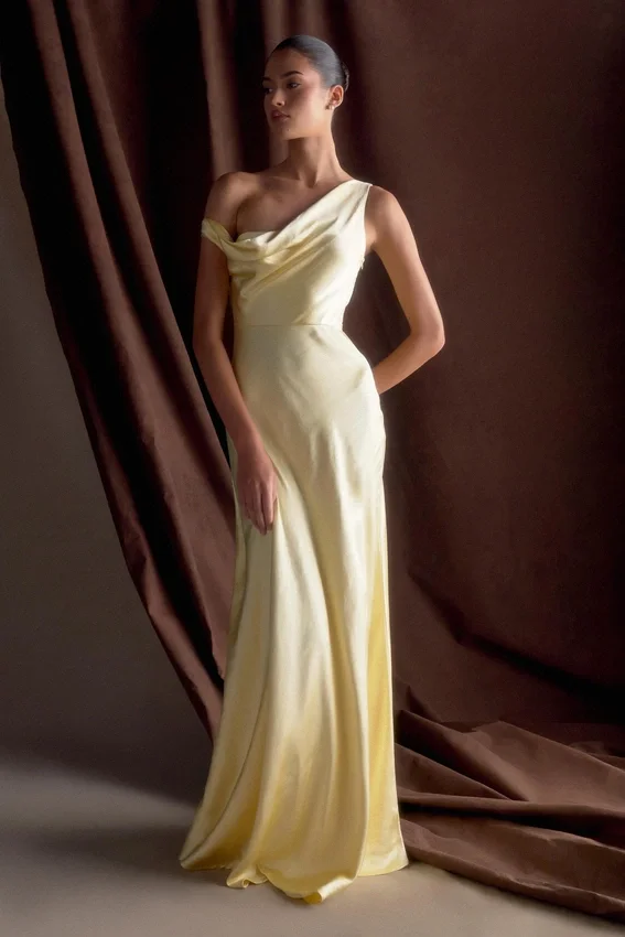 Jacinta One Shoulder Maxi Dress – Pastel Lemon Jacinta One Shoulder Maxi Dress – Pastel Lemon