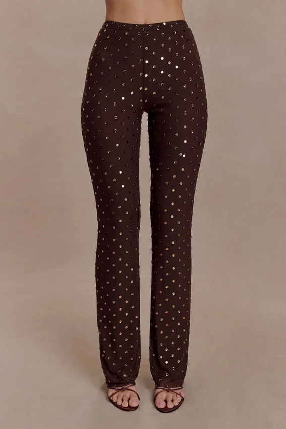 Jackie Diamante Straight Leg Pants – Chocolate Jackie Diamante Straight Leg Pants – Chocolate