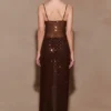 Jackie Longline Diamante Top – Chocolate