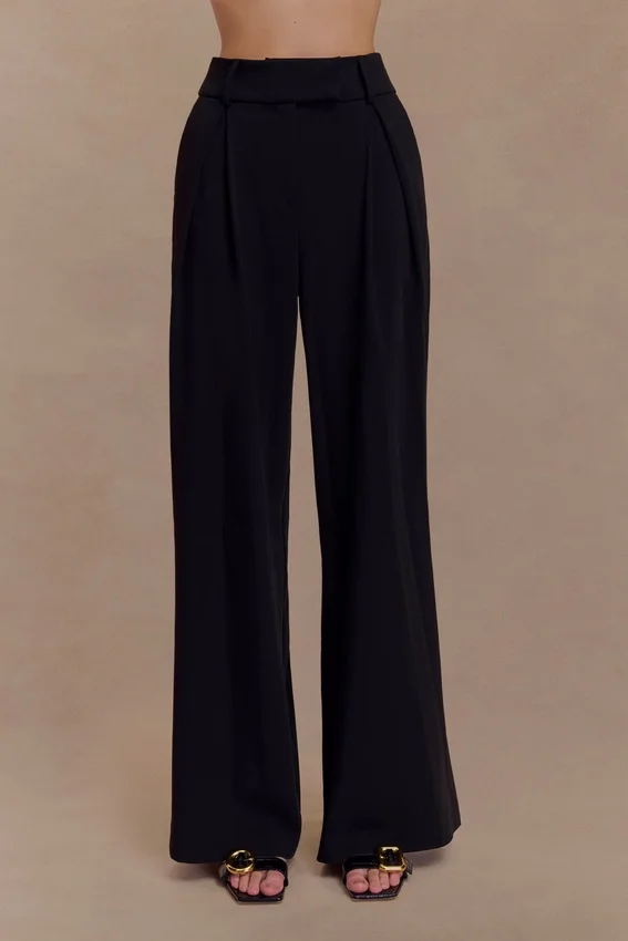 Jacqueline Pleated Wide Leg Pants – Black Jacqueline Pleated Wide Leg Pants – Black