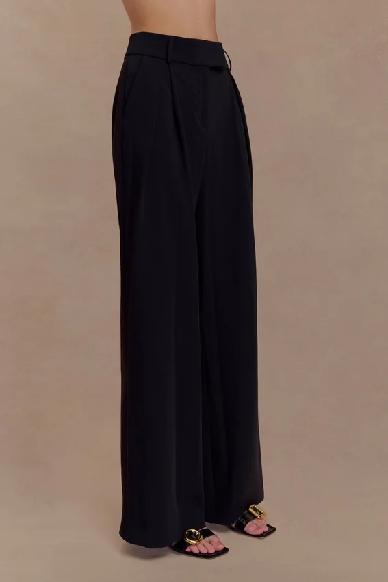 Jacqueline Pleated Wide Leg Pants – Black Jacqueline Pleated Wide Leg Pants – Black