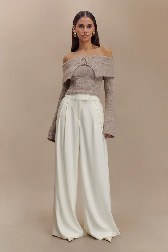 Jacqueline Pleated Wide Leg Pants – Ivory Jacqueline Pleated Wide Leg Pants – Ivory