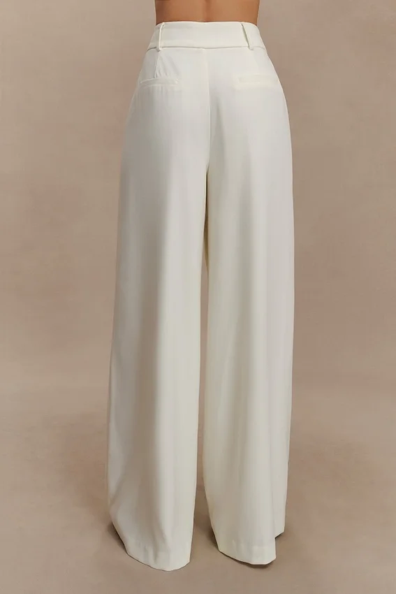 Jacqueline Pleated Wide Leg Pants – Ivory Jacqueline Pleated Wide Leg Pants – Ivory