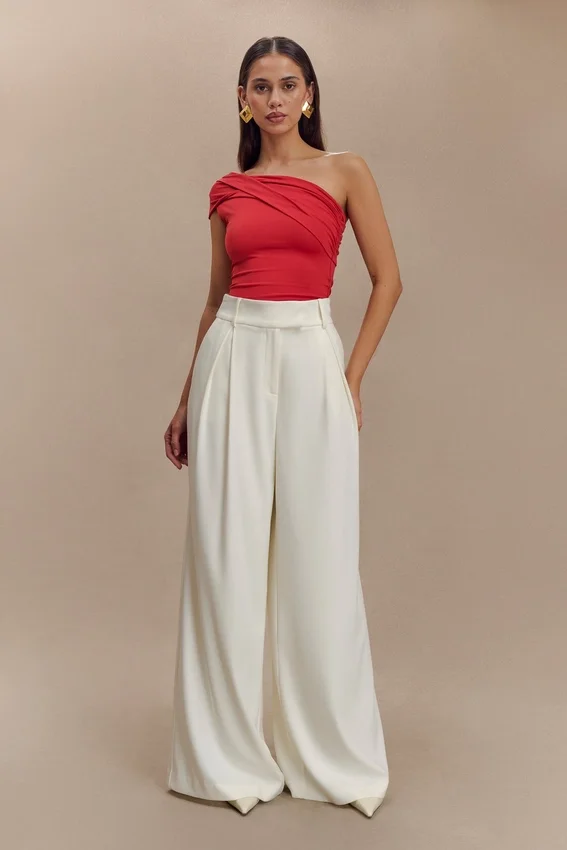 Jacqueline Pleated Wide Leg Pants – Ivory Jacqueline Pleated Wide Leg Pants – Ivory