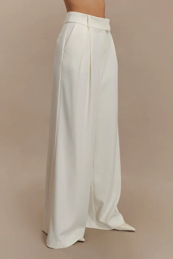 Jacqueline Pleated Wide Leg Pants – Ivory Jacqueline Pleated Wide Leg Pants – Ivory