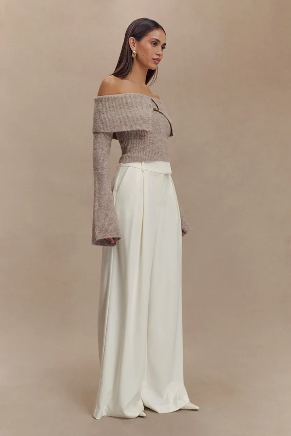 Jacqueline Pleated Wide Leg Pants – Ivory Jacqueline Pleated Wide Leg Pants – Ivory
