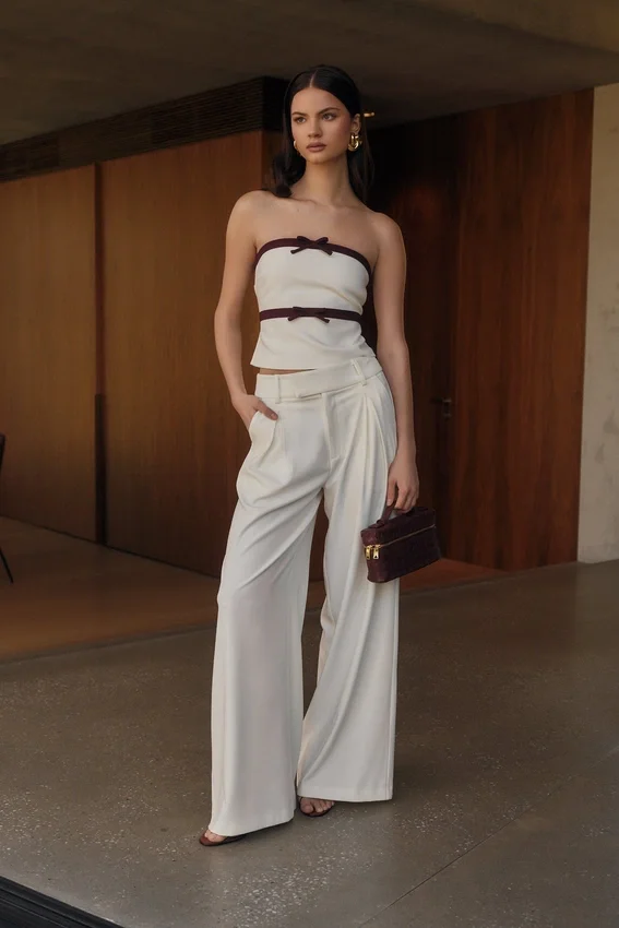 Jacqueline Pleated Wide Leg Pants – Ivory Jacqueline Pleated Wide Leg Pants – Ivory