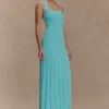 Jacqui Halter Knit Midi Dress – Cyan Blue Jacqui Halter Knit Midi Dress – Cyan Blue