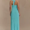 Jacqui Halter Knit Midi Dress – Cyan Blue Jacqui Halter Knit Midi Dress – Cyan Blue