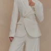 Jameson Cinched Linen Blazer – Oat Marle