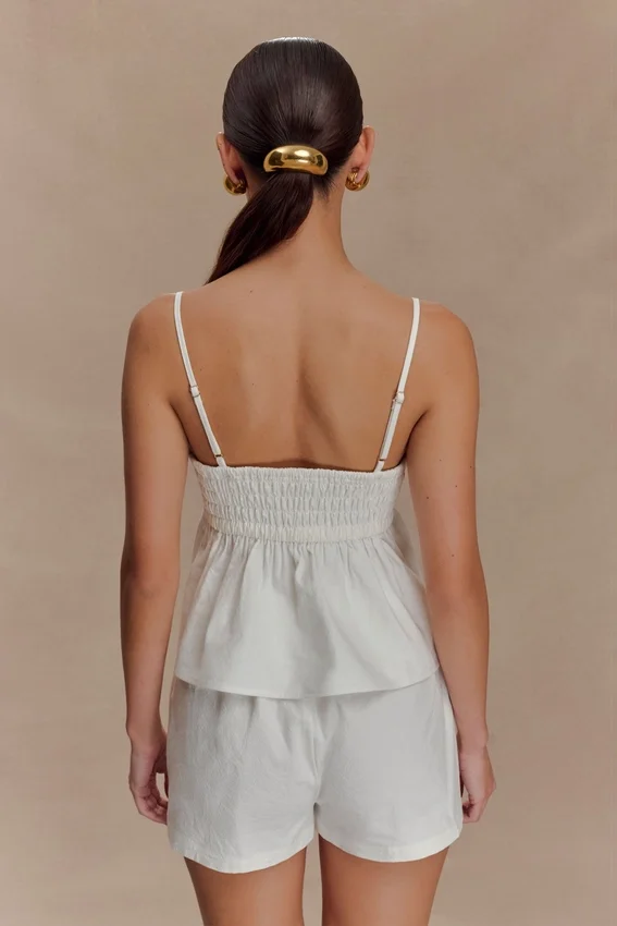 Janayia Cotton Beaded Top – White Janayia Cotton Beaded Top – White