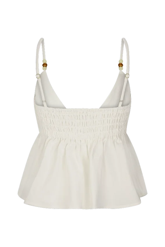 Janayia Cotton Beaded Top – White Janayia Cotton Beaded Top – White