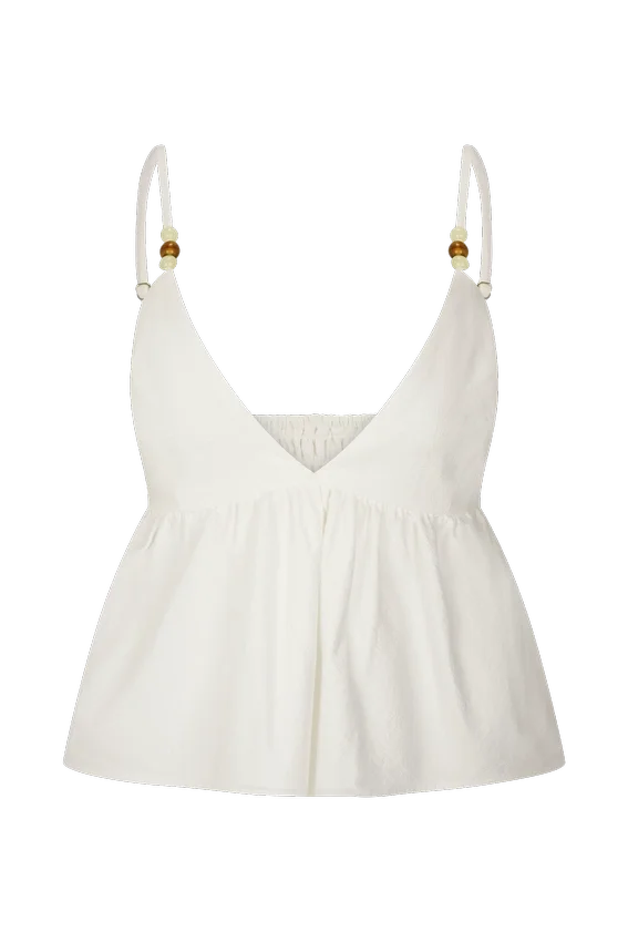Janayia Cotton Beaded Top – White Janayia Cotton Beaded Top – White