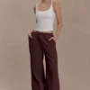 Janayia Cotton Wide Leg Pants – Dark Espresso