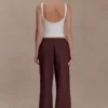 Janayia Cotton Wide Leg Pants – Dark Espresso