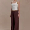 Janayia Cotton Wide Leg Pants – Dark Espresso