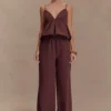 Janayia Cotton Wide Leg Pants – Dark Espresso
