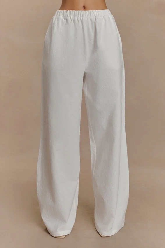 Janayia Cotton Wide Leg Pants – White Janayia Cotton Wide Leg Pants – White