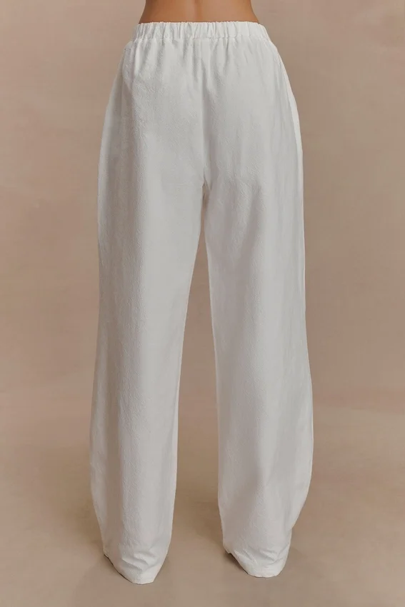 Janayia Cotton Wide Leg Pants – White Janayia Cotton Wide Leg Pants – White
