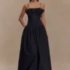 Janis Cotton Frill Maxi Dress – Black