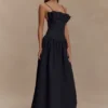 Janis Cotton Frill Maxi Dress – Black