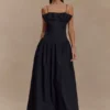 Janis Cotton Frill Maxi Dress – Black