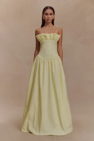 Janis Cotton Frill Maxi Dress – Lemon