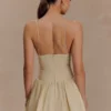 Janis Cotton Frill Mini Dress – Nude