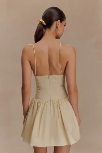 Janis Cotton Frill Mini Dress – Nude