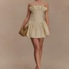 Janis Cotton Frill Mini Dress – Nude