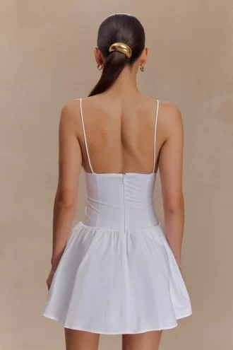 Janis Cotton Frill Mini Dress – White